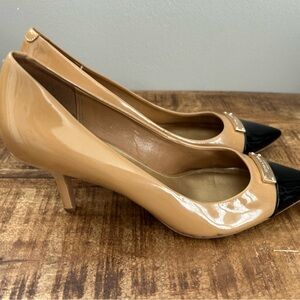Coach Black and Tan Patent Heels